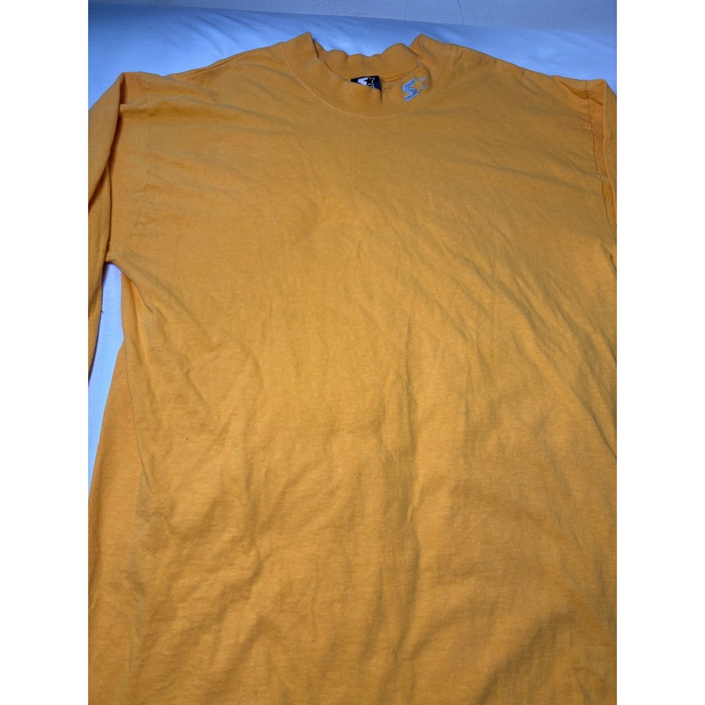 Starter Long Sleeve T-Shirt Mens Medium Yellow Excellent Embroidered Logo Cotton - Picture 7 of 11